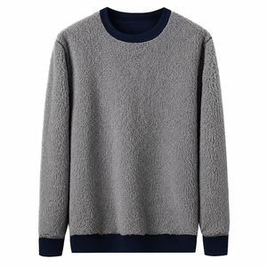 Unisex <b>Oversized</b> Embroidered Solid Fur <b>Vintage</b> 100% Cotton Breathable <b>Sweatshirt</b> Fleece Knitted Autumn Wear - Product Image 2