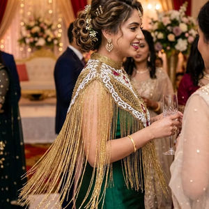 Elegante Vestido de Festival Burlesque con Hilos de Cuentas, Lentejuelas, Perlas, Bordado, Silueta Recta, Cierre en el Cuello, Capa Festiva, Natural - Product Image 1