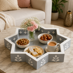 Luxury Star Shape Mother of Pearl Serving Tray| Handmade Ramadan Eid Decorative Dry Fruit Tray for Home Decor <b>Gift</b> & Kitchenware - Product Image 4