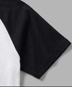 Men's Raglan Sleeve O Neck Solid Color Knitted Casual T-Shirt Regular Fit Breathable 180g 100% Cotton Black White - Product Image 3