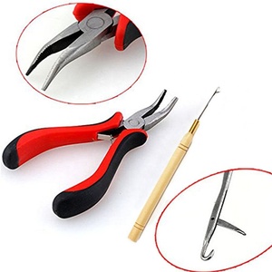 Outils pour extensions de cheveux en acier inoxydable et poignée en silicone avec crochet de tirage d'aiguille Fabriqué au Pakistan - Product Image 1