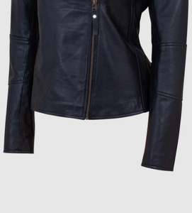 Chaqueta de cuero para mujer, color negro, piel de oveja, manga larga, chaqueta de cuero de moda para mujer, chaqueta de cuero de invierno. - Product Image 4