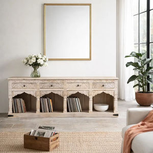 Meuble TV de Luxe Moderne en Bois Massif avec Tiroirs, Écologique, Durable, Réglable, Fait Main, Sculpté, Unité de Rangement pour Téléviseurs - Product Image 1