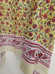 Hand Block Printed 100% Cotton Women's <b>Sarong</b> Handmade Floral Lightweight Breathable Beach Wear Scarf - Product Image 4