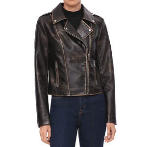 Concevez votre propre veste en cuir pour femme de haute qualité avec manches longues, doublure en nylon, caractéristiques coupe-vent et imperméables, meilleur prix - Product Image 3