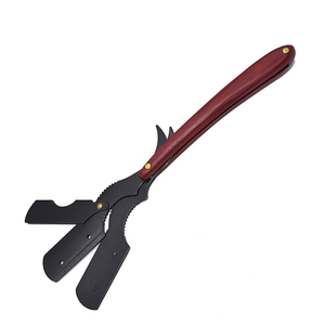 Soporte Plegable de Acero Inoxidable Vintage para Navajas de Barbero 2026 Personalizado con Mango de Madera para Afeitado Masculino - Product Image 1