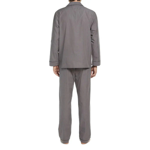 <b>Men's</b> Gray Long Sleeve Cotton <b>Pajamas</b> <b>Set</b> Solid Color Full Length Sleepwear Classical Style Autumn Wear - Product Image 2