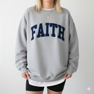 Sweat-shirt gris oversize à col montant pour femme avec impression de lettres personnalisée, manches classiques, en coton tricoté, pour l'automne - Product Image 1
