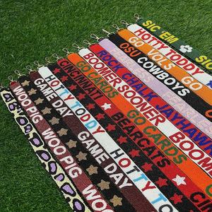 Cotton Glass Beaded Purple and <b>Yellow</b> Handmade Sports Style Purse Strap Bag Accessory with Customization Perfect for Gameday - Product Image 6