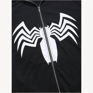 Sweat-shirt à capuche intégral Spider-Man noir unisexe surdimensionné respirant en polaire écologique avec strass personnalisés - Product Image 5