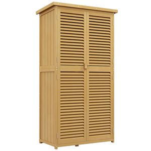 Casetta da Giardino in Legno Giallo 5FT X 3FT con 2 Grandi Porte in Legno, Facile da Montare, Telaio in Lega di Alluminio, Tetto in Asfalto - Product Image 1
