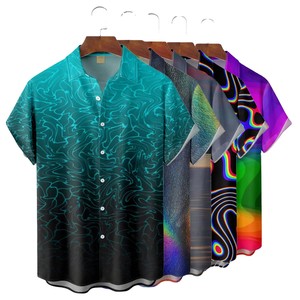 เสื้อเชิ้ตฮาวายพิมพ์ลายป๊อปลินสีพื้นไซส์ใหญ่สำหรับผู้ชาย แขนสั้น ระบายอากาศได้ดี เหมาะสำหรับใส่ลำลองชายหาดในฤดูร้อน - Product Image 6