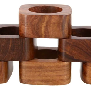 Anillos de Servilleta de Madera Pintados a Mano con Adhesivos Decorativos de Esmalte, Decoración de Mesa Única, Alta Calidad, Lujo para la Cena - Product Image 1
