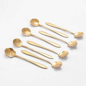 Gold Floral Design Stainless Steel <b>Spoon</b> Set Mirror Polish Party Dessert & <b>Coffee</b> Stirring <b>Spoon</b> in Best Price - Product Image 6