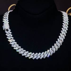 925 Sterling Silver Men's Hip Hop Fashion Full Moissanite Iced Cuban Link <b>Chain</b> <b>Necklace</b> 10k Gold Plated IGI Certified Luxury - Product Image 2