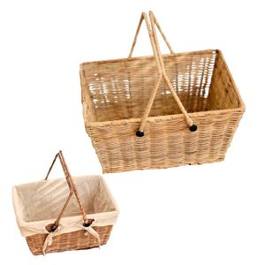 Cesta de Almacenamiento de Mimbre Ecológica, Cesta de Picnic Tejida a Mano con Marco de Mimbre, Forro de Algodón y Asas para Almacenamiento y Decoración - Product Image 1