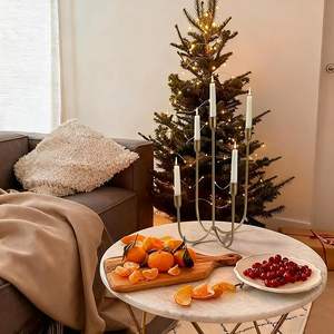 เชิงเทียนเหล็ก 5 แขน ขนาด 17 นิ้ว สีทองเหลืองโบราณ สำหรับงานแต่งงาน - Product Image 1