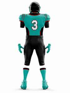 <b>Men's</b> Teal Black Football Uniform Set Number 3 Athletic Jersey Pants Helmet Gloves <b>Socks</b> Cleats Team Sports Apparel Training - Product Image 2