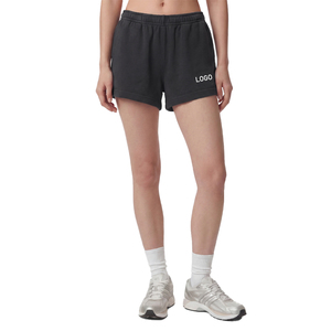 Nouveaux shorts de sport pour femmes, style universitaire, en molleton de coton premium, grammage lourd 450 GSM, avec ceinture élastique, personnalisation de marque OEM - Product Image 1