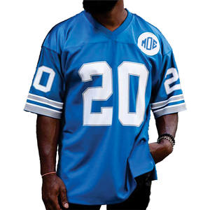 Camiseta de fútbol americano azul con cuello en V, estilo Y2K, diseño de sublimación personalizado, OEM, marca privada, pedidos al por mayor. - Product Image 6