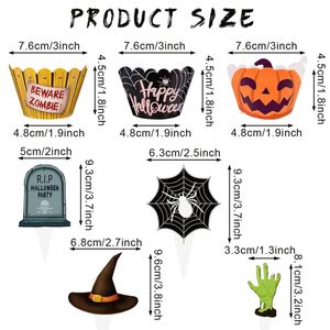 48 pezzi di tappi per Cupcake di Halloween involucri di zucca e ragnatela con Design Zombie forniture artistiche usa e getta per decorare torte - Product Image 3