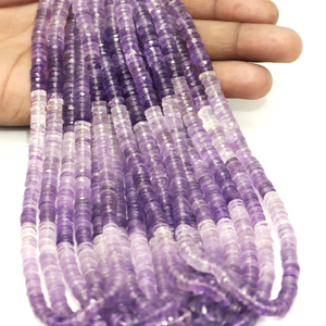 Cuentas de amatista natural en forma de neumático, lisas y con tonalidades, de 16 pulgadas, calidad AAA, cuentas planas de amatista, para joyería. - Product Image 6