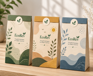 ถุงกระดาษคราฟท์รักษ์โลก EcoRev แบบพับได้เอง หูหิ้วแบน ปิดผนึกด้วยกาวในตัว พิมพ์ออฟเซ็ต เกรดสำหรับอาหาร ใช้ในอุตสาหกรรม - Product Image 4