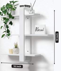 Estantes flotantes de madera de 3 niveles; estantería decorativa grande para almacenamiento en el hogar, ideal para plantas y fotos - Product Image 2