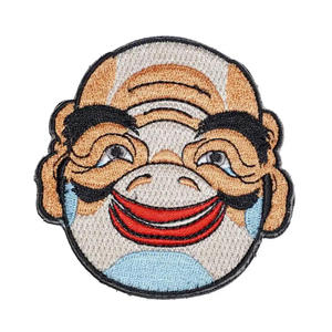 Circular Embroidered Patch Anime Cartoon Face Badge Fabric Style for Garment Use - Product Image 1