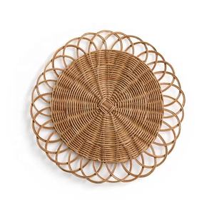 Natural Hand Weave Decoration Flower Round Rattan Placemat Natural Rattan Home Ornament Wholesale From Vietnam - Product Image 1