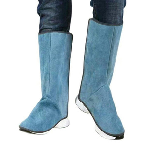 Couvre-chaussures de soudage en cuir de vachette pleine fleur, résistant à l'abrasion, à la chaleur et au feu, protection industrielle des pieds pour pompiers - Product Image 4