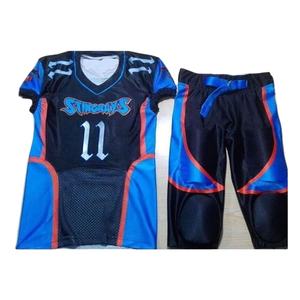 Uniformes de football américain personnalisés OEM avec manches courtes, design imprimé, technologie de sublimation, nom d'équipe personnalisé - Product Image 1