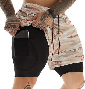 Custom Logo Men's Double <b>Layer</b> Blank Sports Athletic Workout Running Gym Shorts With Liner Breathable 2 In 1 Activewear Shorts - Product Image 4