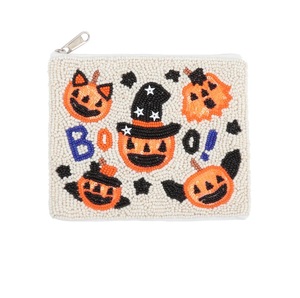 Pochette à monnaie perlée de style vintage classique, look élégant, chic bohème, brodée de perles de rocaille - Product Image 2