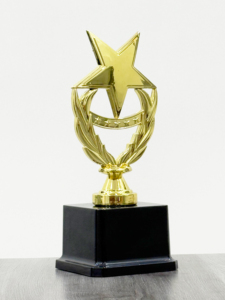 Gold Plated Star fiber <b>Trophy</b> With Laurel Wreath Black Base For Sports And Games - Product Image 2