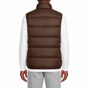 Chaleco Acolchado Transpirable Color Borgoña para Hombre, Cuello Alto, Cierre de Cremallera, Sin Mangas, Relleno de Plumón, Chaqueta Informal de Invierno - Product Image 5