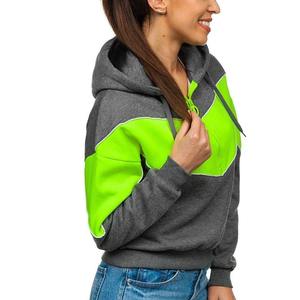 New Custom Printing women Hoodie Embroidery Logo Blank Hoodies High Quality half zipper hoodie for women with <b>puff</b> printing logo - Product Image 2