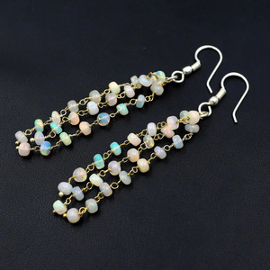 HAYAAT GEMS Perles d'opale éthiopienne naturelle Welo Fire, boucles d'oreilles en argent sterling et or, cadeau de luxe pour elle - Product Image 6