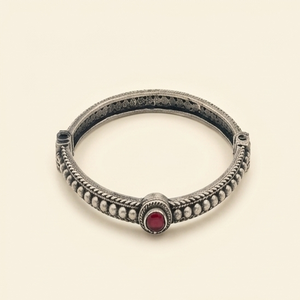 DIVYORO RED MINIMALIST BRASS <b>COPPER</b> ALLOY OXIDIZED SILVER <b>BANGLE</b> for WOMEN'S PARTY KADA - Product Image 1