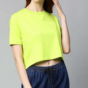 High Quality Casual <b>Crop</b> <b>Tops</b> Women High Quality Heavyweight T-shirt Premium O Neck Cropped Quick Dry 100% Cotton OEM Service - Product Image 1