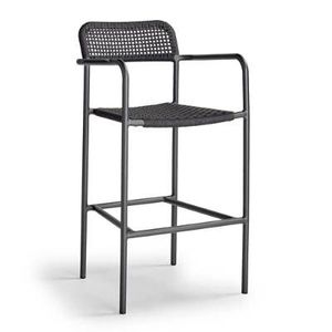 Silla de Barra Industrial de Metal Tapizada y Tejida con Asiento Acolchado, Taburete Alto para Restaurante, Cafetería, Cocina, Barra - Product Image 2