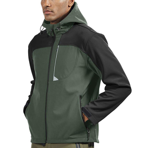 Custom <b>Men</b> Outdoor Woolen Softshell Jacket Breathable Windproof Waterproof Stand Zipper Front Hiking <b>Coat</b> Hooded Factory Direct - Product Image 3