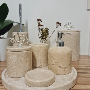 Marble & Metal Classic Six-Piece <b>Bathroom</b> <b>Accessory</b> <b>Set</b> with Customized Shape Durable Eco-Friendly Easy to Clean & Install - Product Image 1