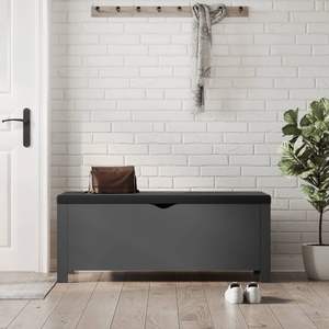 Caja de Almacenamiento Grande con Acabado en Cuero Sintético Gris y Madera Sintética para Niños y Adolescentes - Product Image 1