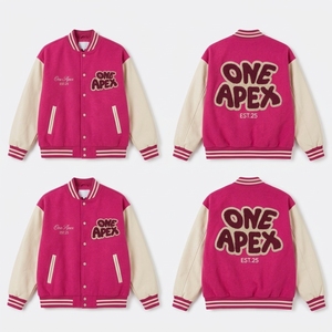 Custom Pink <b>Jacket</b> Women's <b>Letterman</b> <b>Jacket</b> With Cream Sleeves Embroidered Streetwear Bomber <b>Jacket</b> - Product Image 4