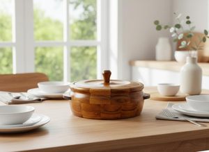 Casserole en bois de qualité supérieure pour Roti, Chapati et Paratha, pot à nourriture de qualité alimentaire, garde les Rotis au chaud et frais, fait main - Product Image 2
