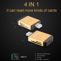 Lector de Tarjetas Externo USB 2.0 de Aleación de Aluminio 4 en 1 (Jaya JY-605) Compatible con TF/SD/MS/M2/MMC para Cámaras de Coche, Drones y Cámaras de Acción