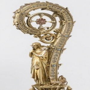 Crosse d'évêque en laiton doré tendance, design traditionnel artisanal, bâton de cérémonie, fournitures d'église - Product Image 5