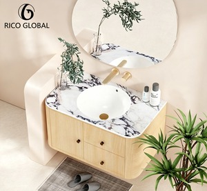 ตู้ห้องน้ำติดผนังรุ่นโมเดิร์น RICO GLOBAL พร้อมท็อปหินอ่อน อ่างเซรามิก กระจกไร้กรอบ ดีไซน์มินิมอล - Product Image 1