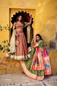 Beautiful Wedding Wear Simmer Organza with Zari Weaving & Lace work Lehenga Choli & Dupatta Set - Product Image 3